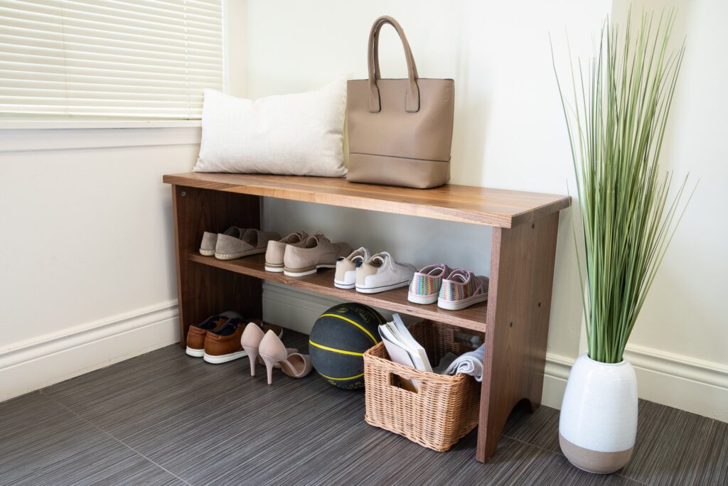 Entryway Bench And Shelf Organizer Straga Handmade Furniture   Entryway Bench With Shoe Rack 2 1024x684 