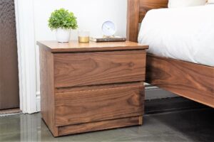 Modern Solid 100% Walnut Hardwood 2-Drawer Chest or Night Stand