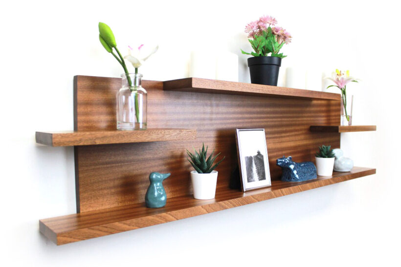 Sapele Floating Shelves