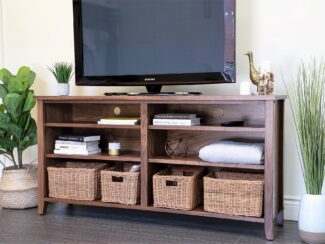 Walnut Wooden TV Stand with Cable Management system